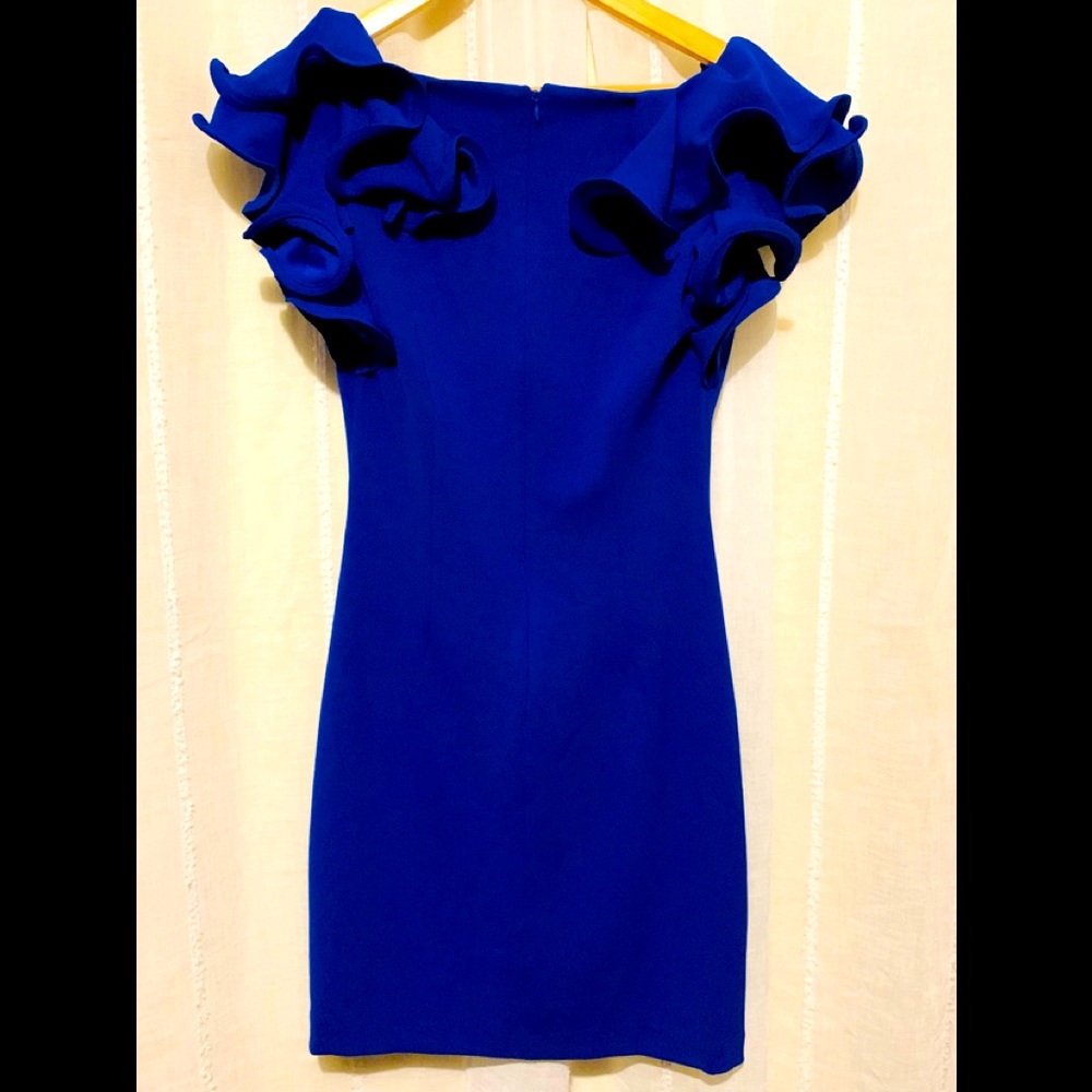 Badgley Mischka royal blue cocktail dress.